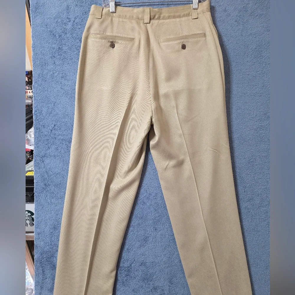 Tommy Bahama Silk Dress Pants Men's 32x29 Pleated Cream Beige - Picture 1 of 9